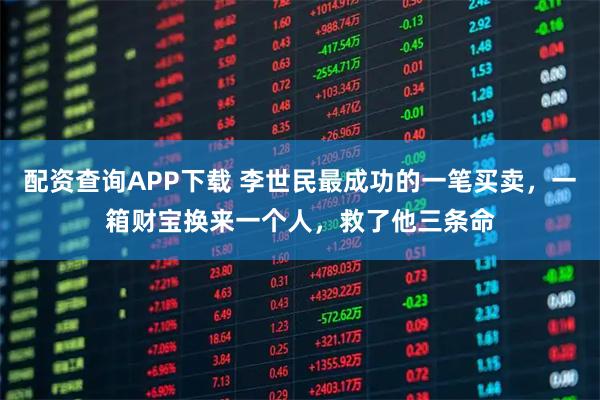 配资查询APP下载 李世民最成功的一笔买卖，一箱财宝换来一个人，救了他三条命